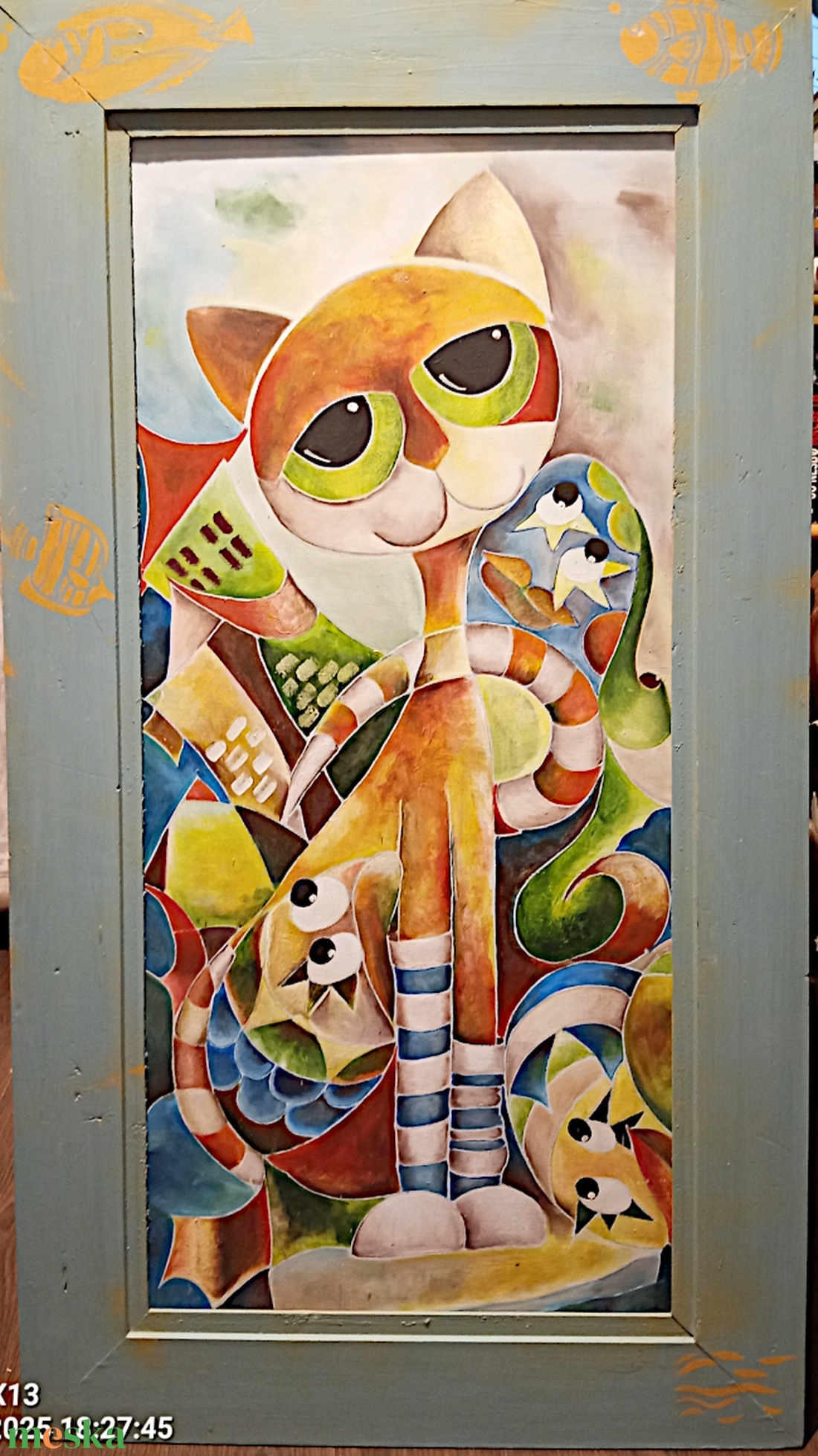 Vibók Ildi: A Halászó Macska...(akril - rétegelt lemezen) - művészet - festmény - akril - Meska.hu