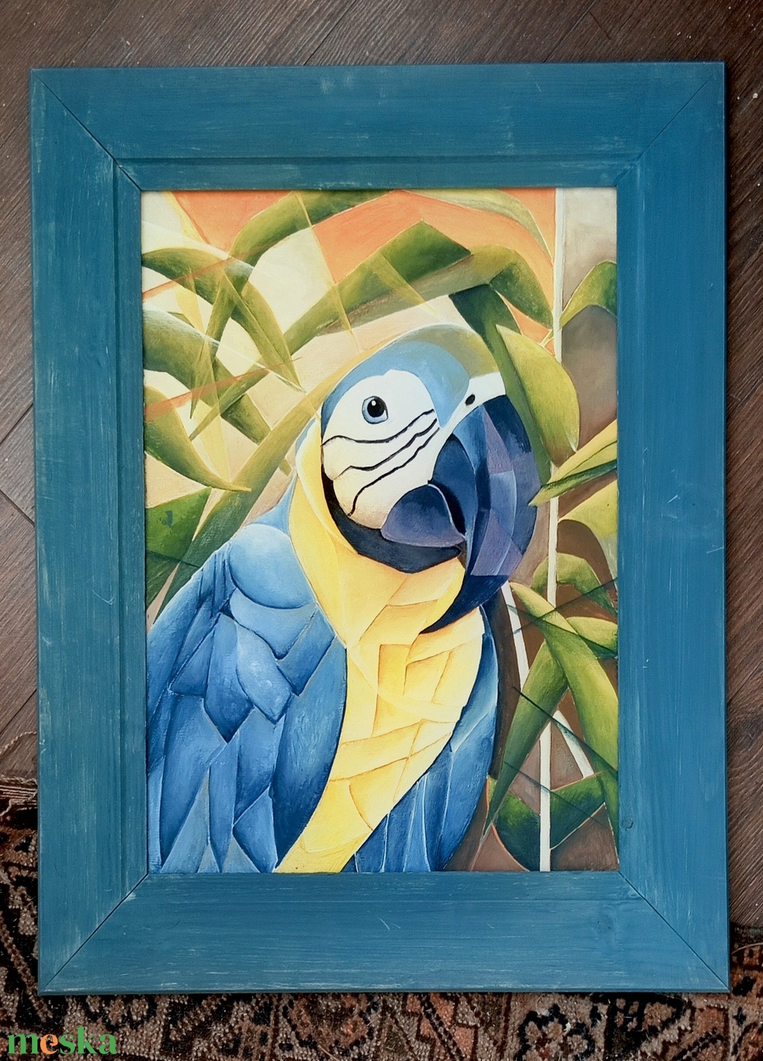 Vibók Ildi: Papagáj, fény, lombok...(akril - rétegelt lemezen) - művészet - festmény - akril - Meska.hu