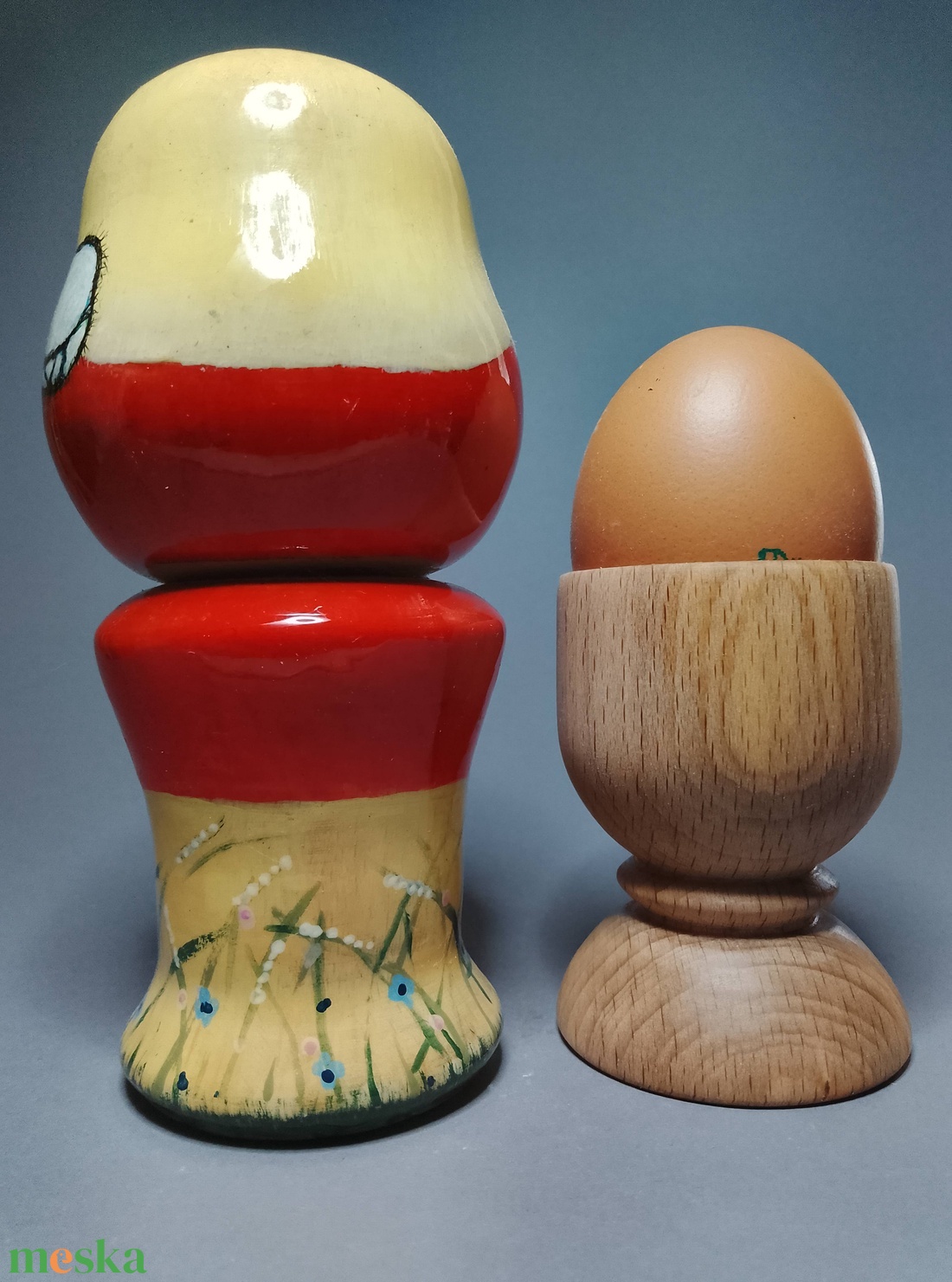 Kézzel készített egyedi Kokeshi - a kalapon macska mintával - művészet - más gyűjtemények - Meska.hu