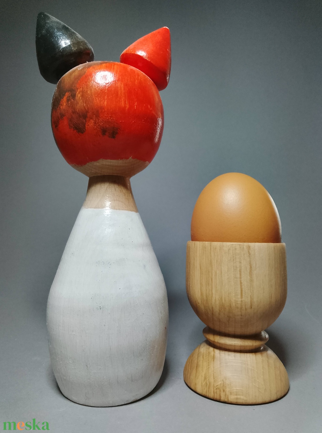 Kézzel készített egyedi Kokeshi macska - aaranyhalas mintával - művészet - más gyűjtemények - Meska.hu