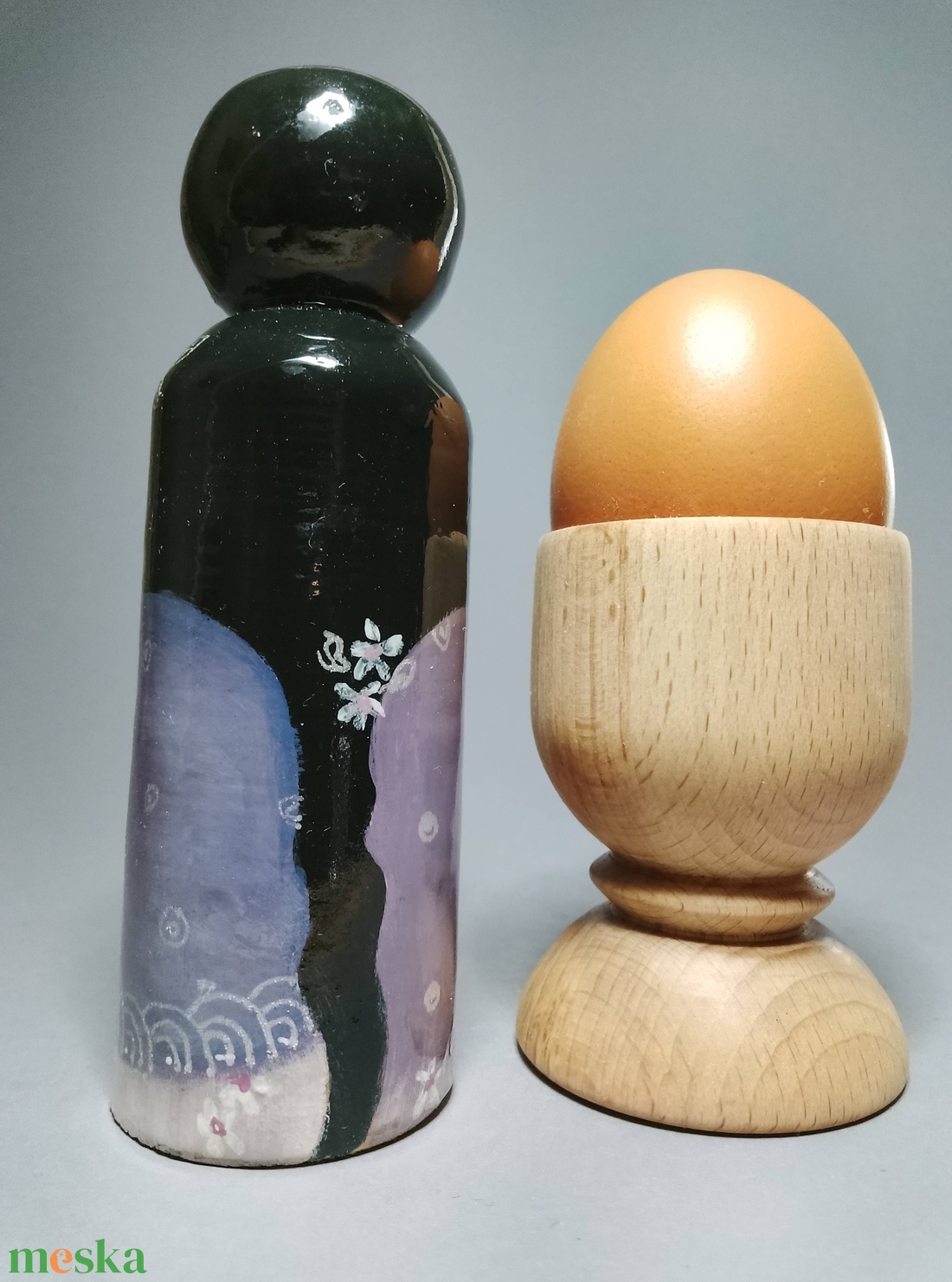 Kézzel készített egyedi Kokeshi - macska mintával - művészet - más gyűjtemények - Meska.hu