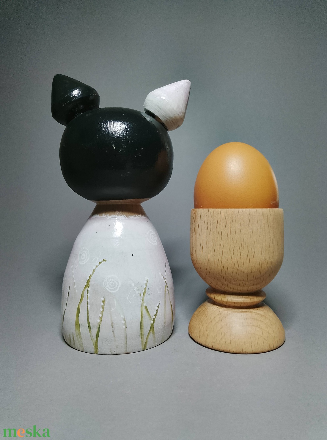 Kézzel készített egyedi Kokeshi - virág mintával - művészet - más gyűjtemények - Meska.hu