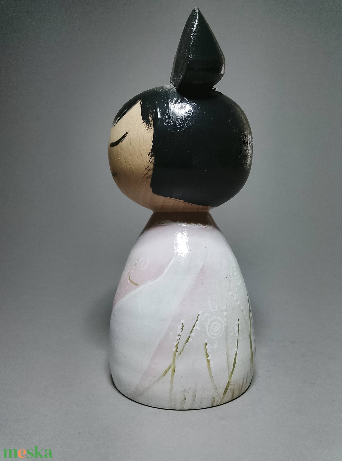 Kézzel készített egyedi Kokeshi - virág mintával - művészet - más gyűjtemények - Meska.hu