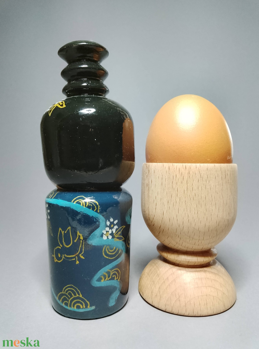 Kézzel készített egyedi Kokeshi - virág mintával - művészet - más gyűjtemények - Meska.hu