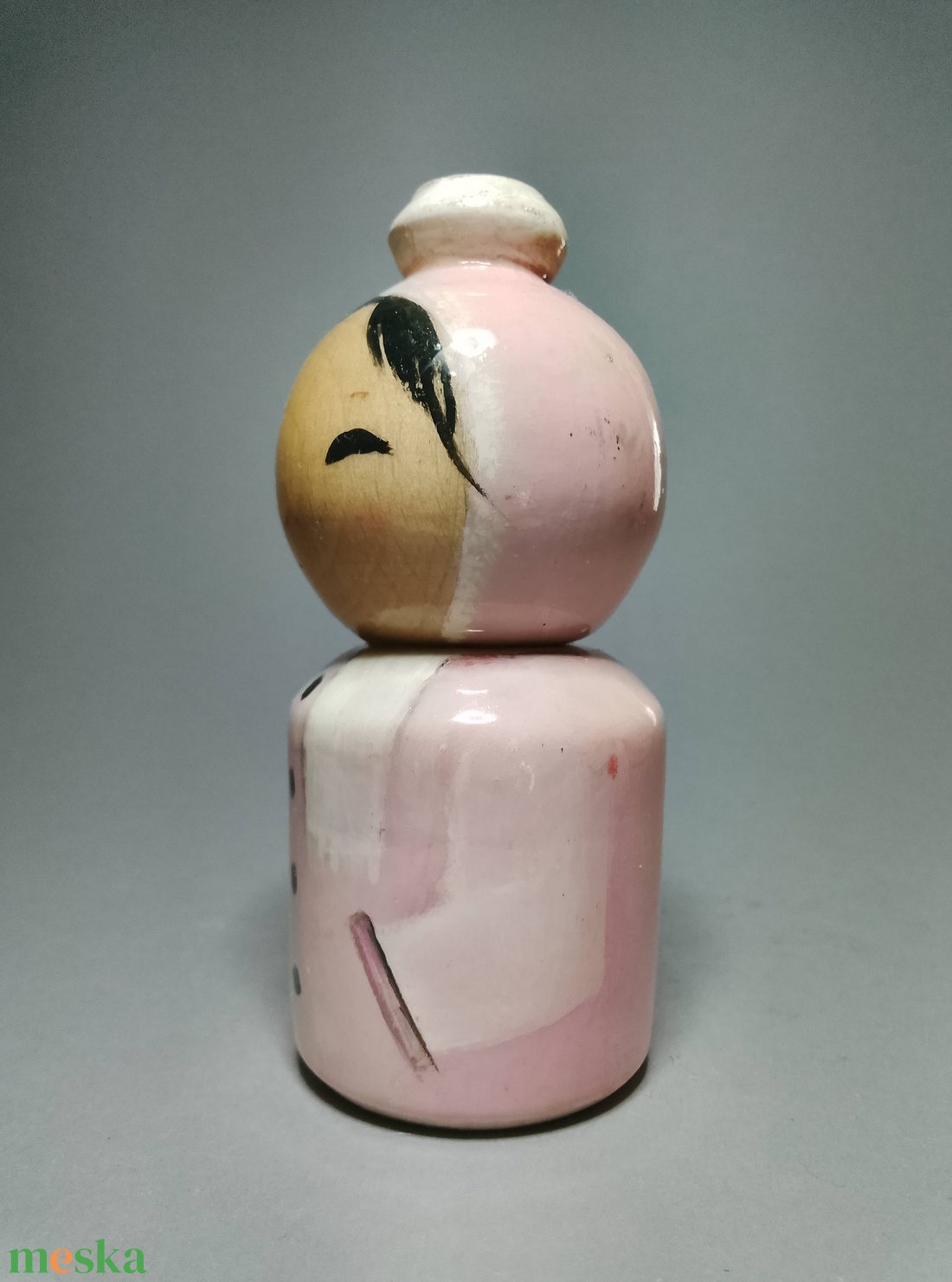 Kézzel készített egyedi Kokeshi - téli ruha mintával - művészet - más gyűjtemények - Meska.hu