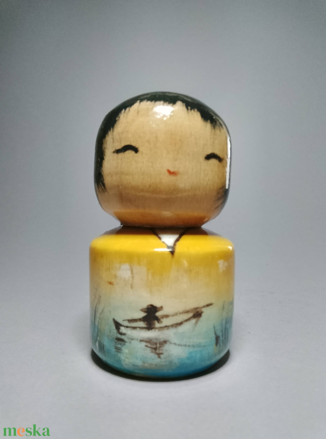 Kézzel készített egyedi Kokeshi - tájkép mintával - művészet - más gyűjtemények - Meska.hu