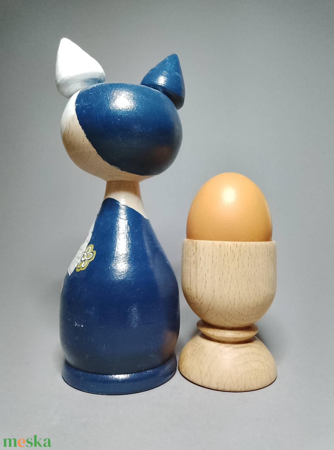 Kézzel készített egyedi Kokeshi macska - autentikus japán mintával - művészet - más gyűjtemények - Meska.hu