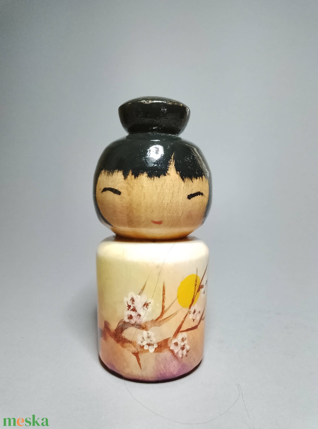 Kézzel készített egyedi Kokeshi - cseresznyevirág mintával - művészet - más gyűjtemények - Meska.hu