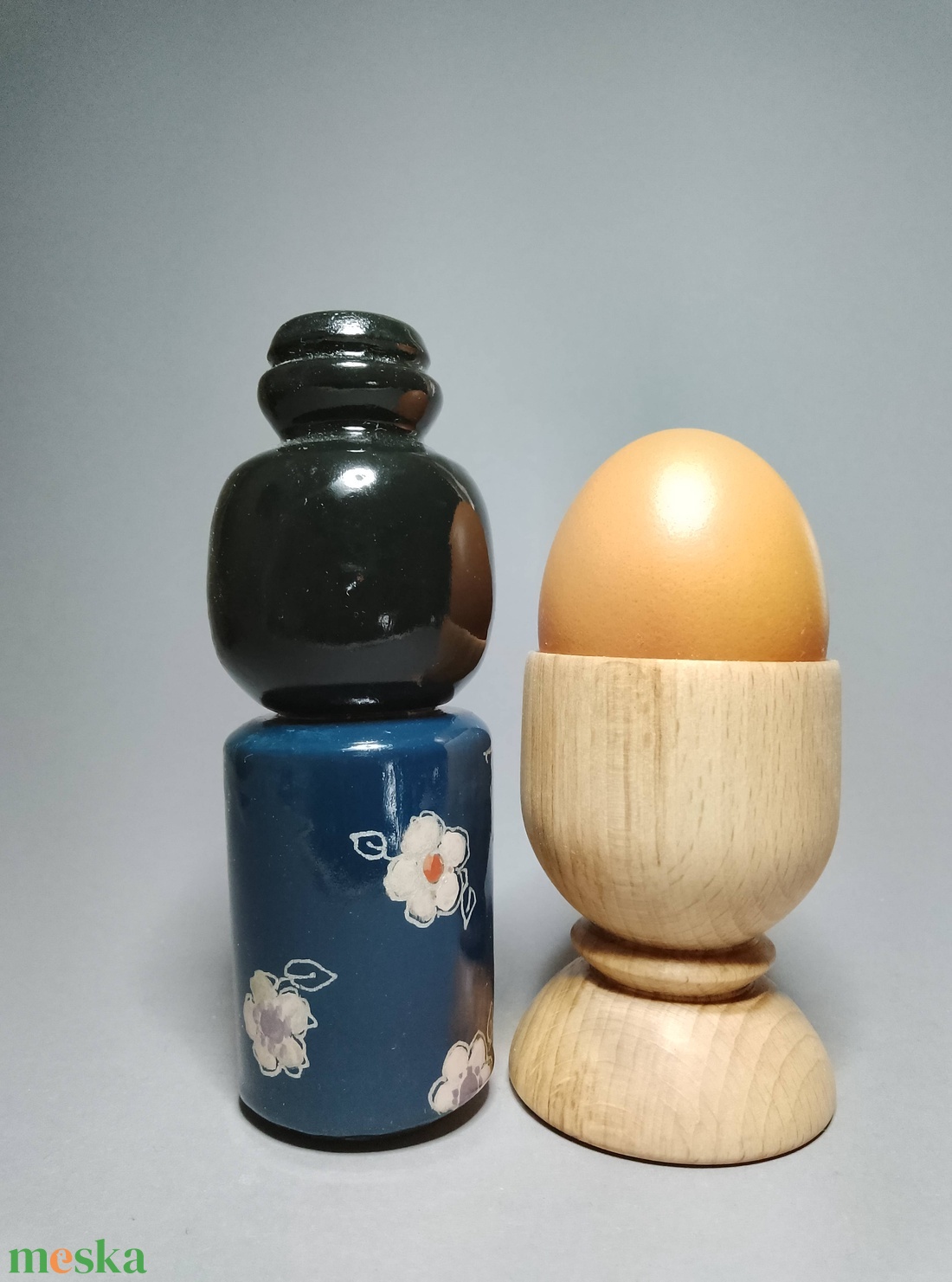 Kézzel készített egyedi Kokeshi - virág mintával - művészet - más gyűjtemények - Meska.hu