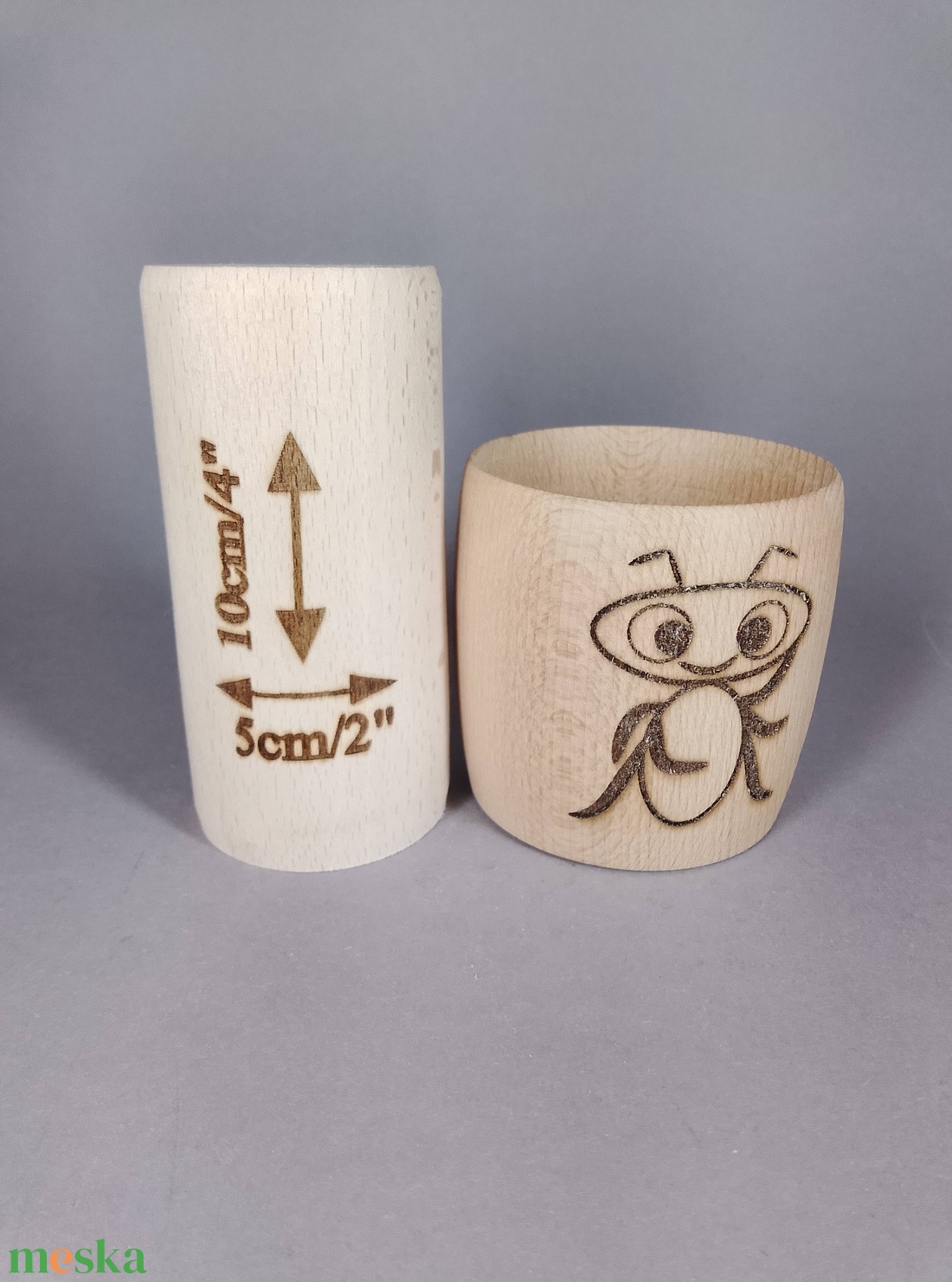 Kézzel készített bükkfa pohárkák - akár asztali ceruza-toll tartó - hangya mintával - kellékek & szerszámok - hobby fa alapanyag - doboz - Meska.hu