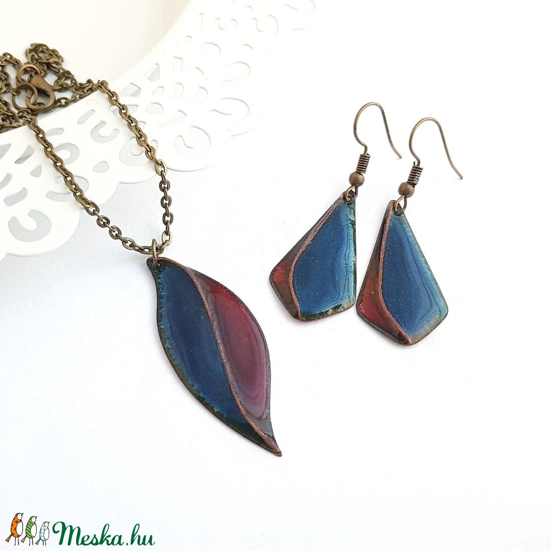 Tűzzománc - rekeszzománc ékszer szett - ékszer - ékszerszett - Meska.hu