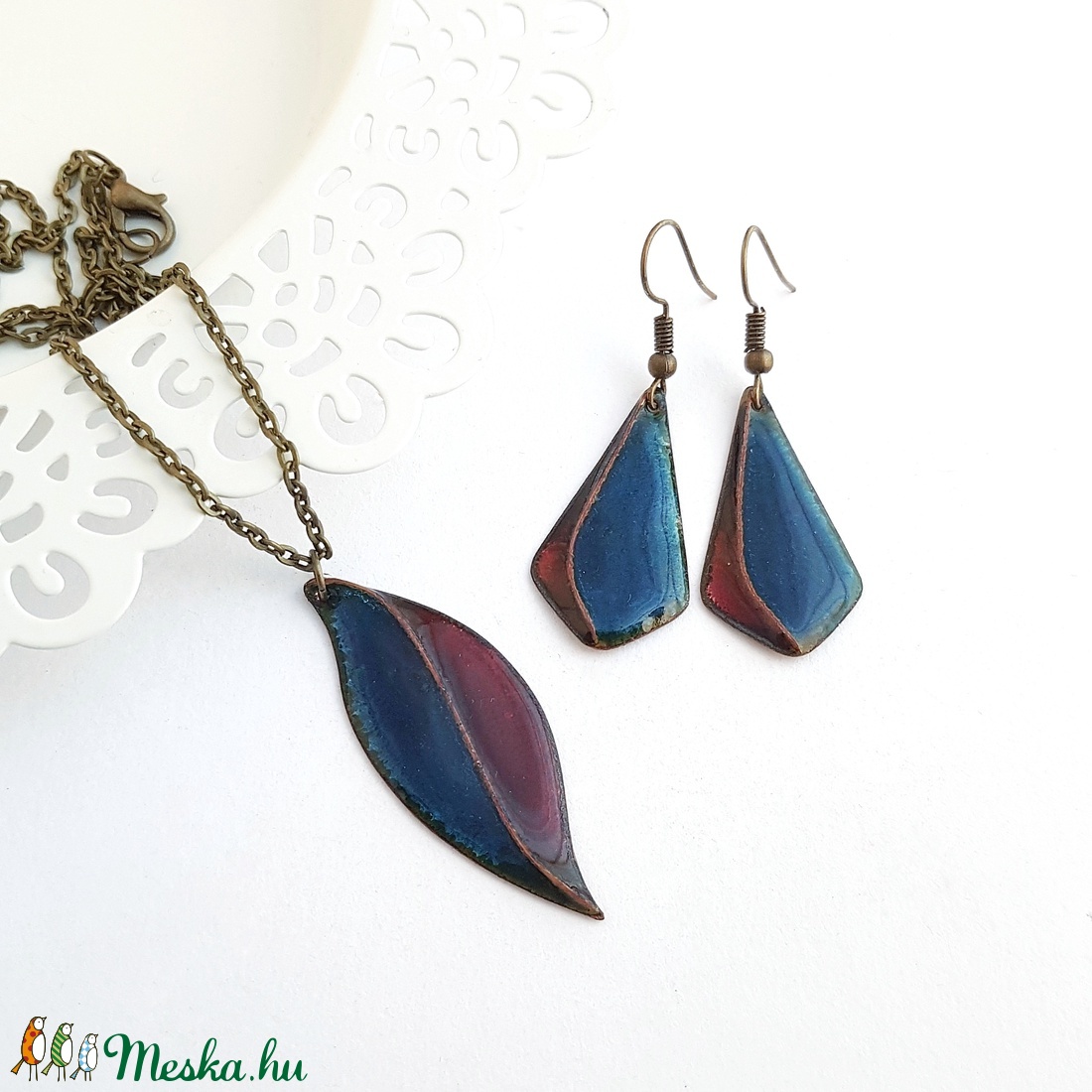 Tűzzománc - rekeszzománc ékszer szett - ékszer - ékszerszett - Meska.hu