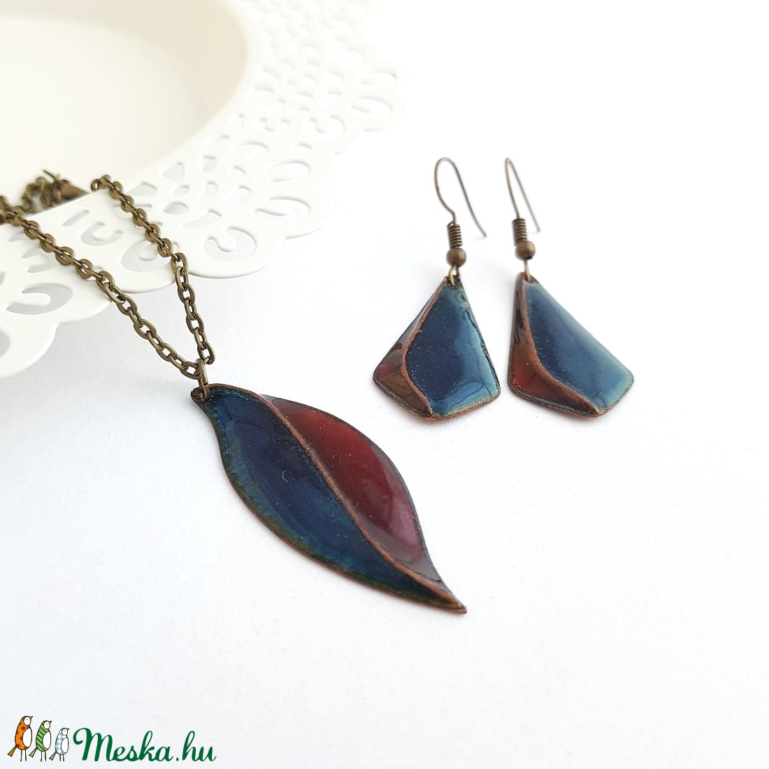 Tűzzománc - rekeszzománc ékszer szett - ékszer - ékszerszett - Meska.hu