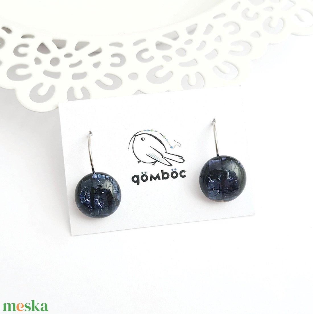 Kékes-lilás Dichroic üveg kapcsos fülbevaló - ékszer - fülbevaló - lógó fülbevaló - Meska.hu