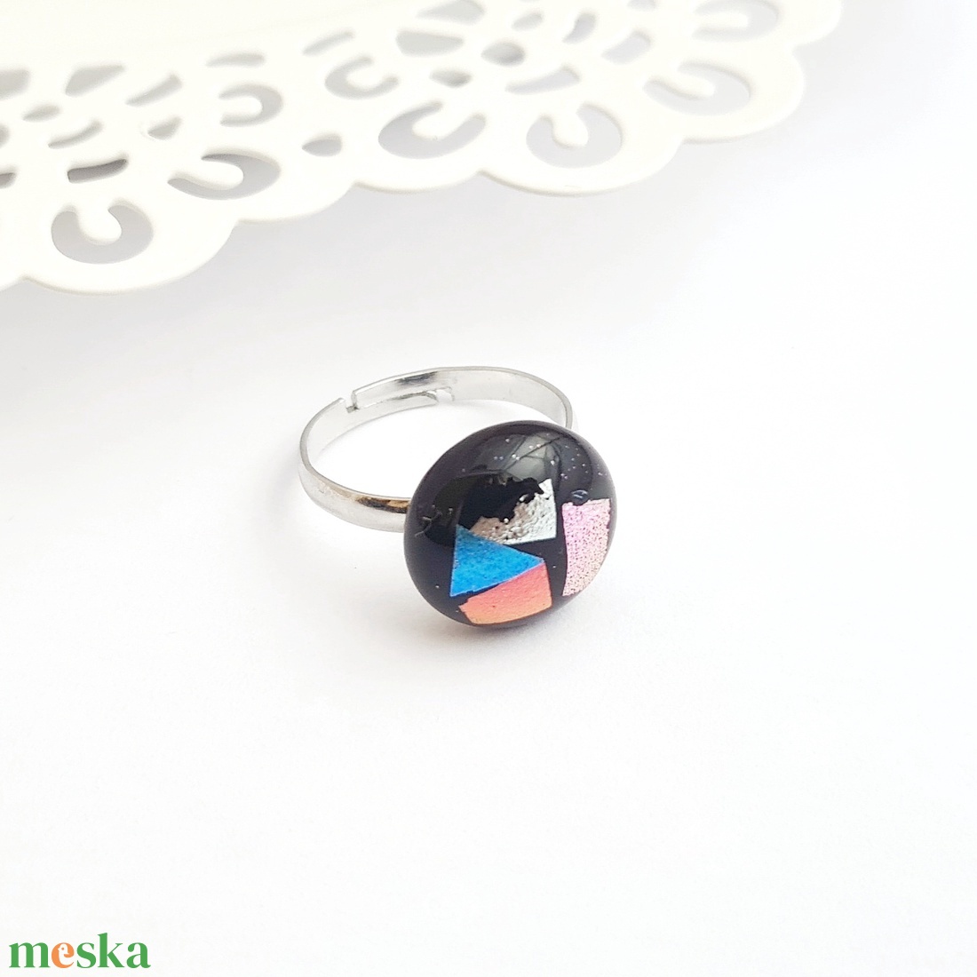 Színes Dichroic üveg gyűrű - ékszer - gyűrű - statement gyűrű - Meska.hu
