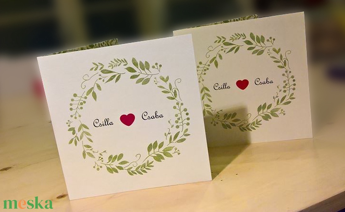 Esküvői meghívó levélkoszorúval - esküvő - meghívó & kártya - meghívó - Meska.hu