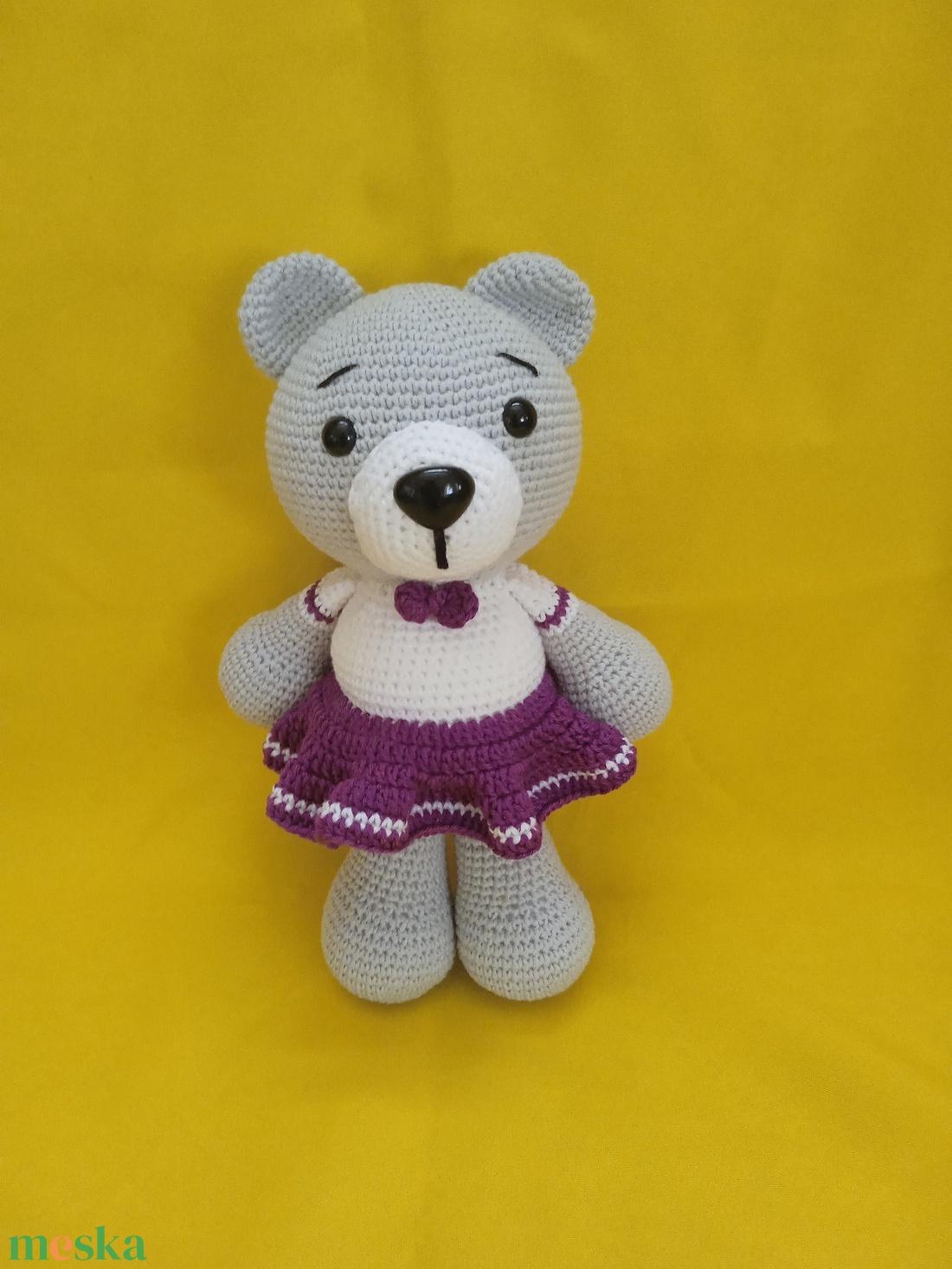 Amigurumi Lilaruhás macilány - játék & sport - plüssállat & játékfigura - maci - Meska.hu