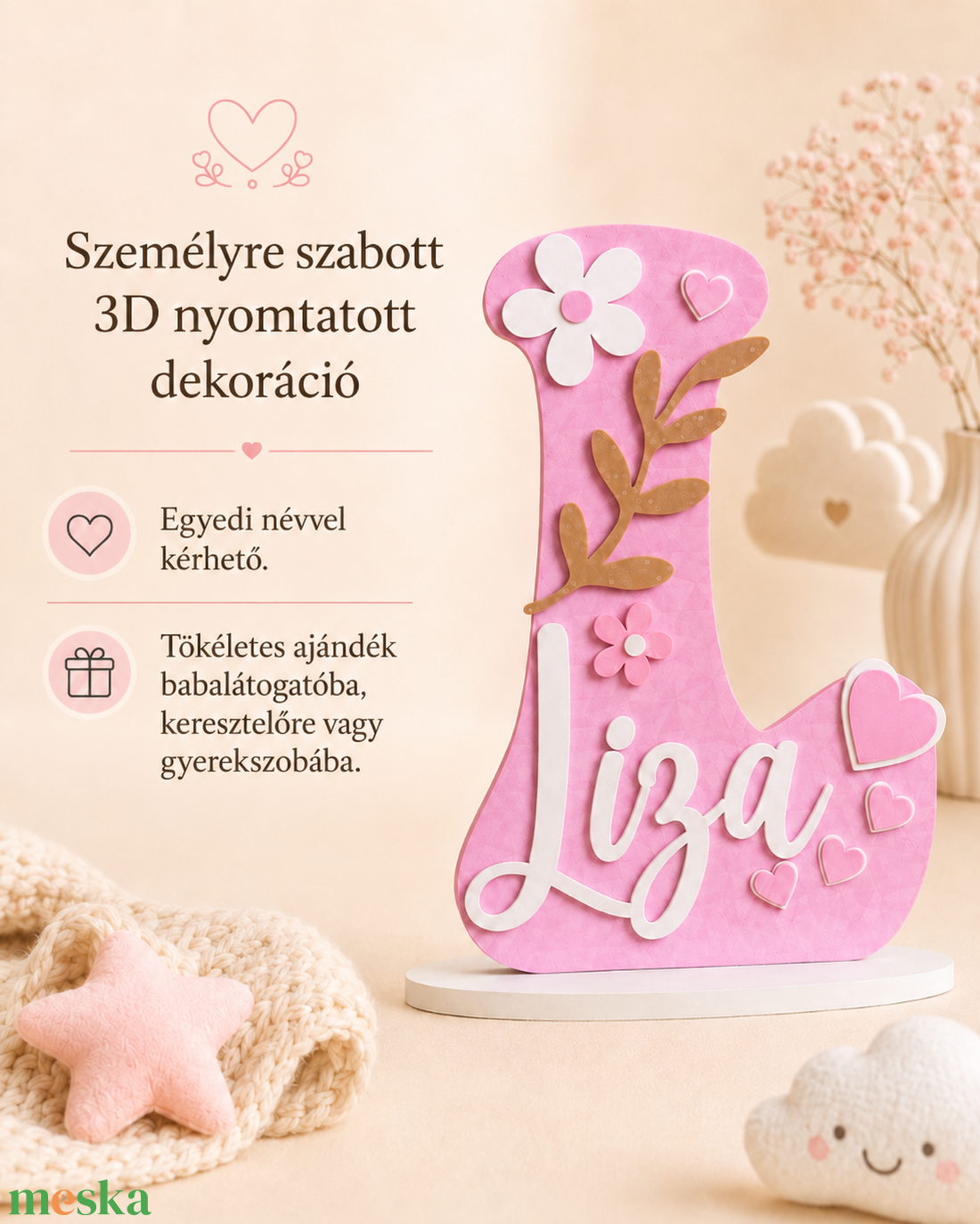 Virágálom � virágos 3D névdekoráció - baba - mama - babaszoba dekoráció - babanév dekoráció - Meska.hu