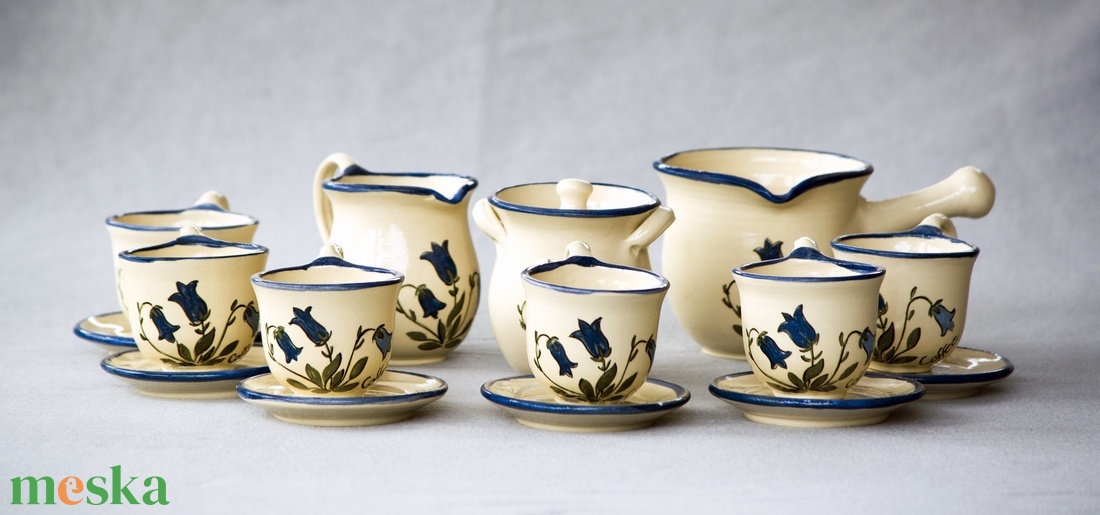 Kávéskészlet harangvirágos - otthon & életmód - konyhafelszerelés, tálalás - tálalás - teás- és kávés pohár, készlet - Meska.hu