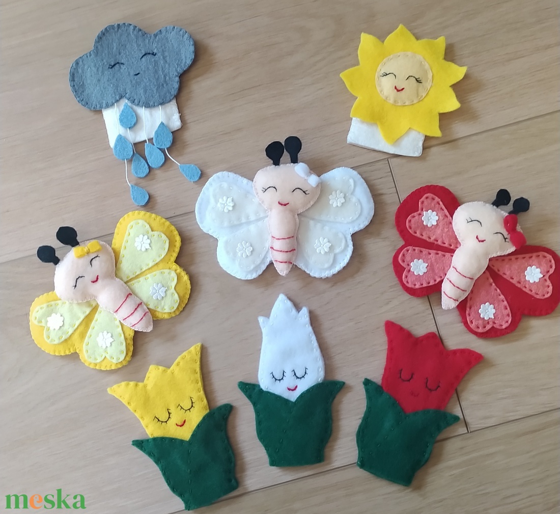 Három pillangó mese ujjbáb - játék & sport - bábok - kesztyűbáb - Meska.hu