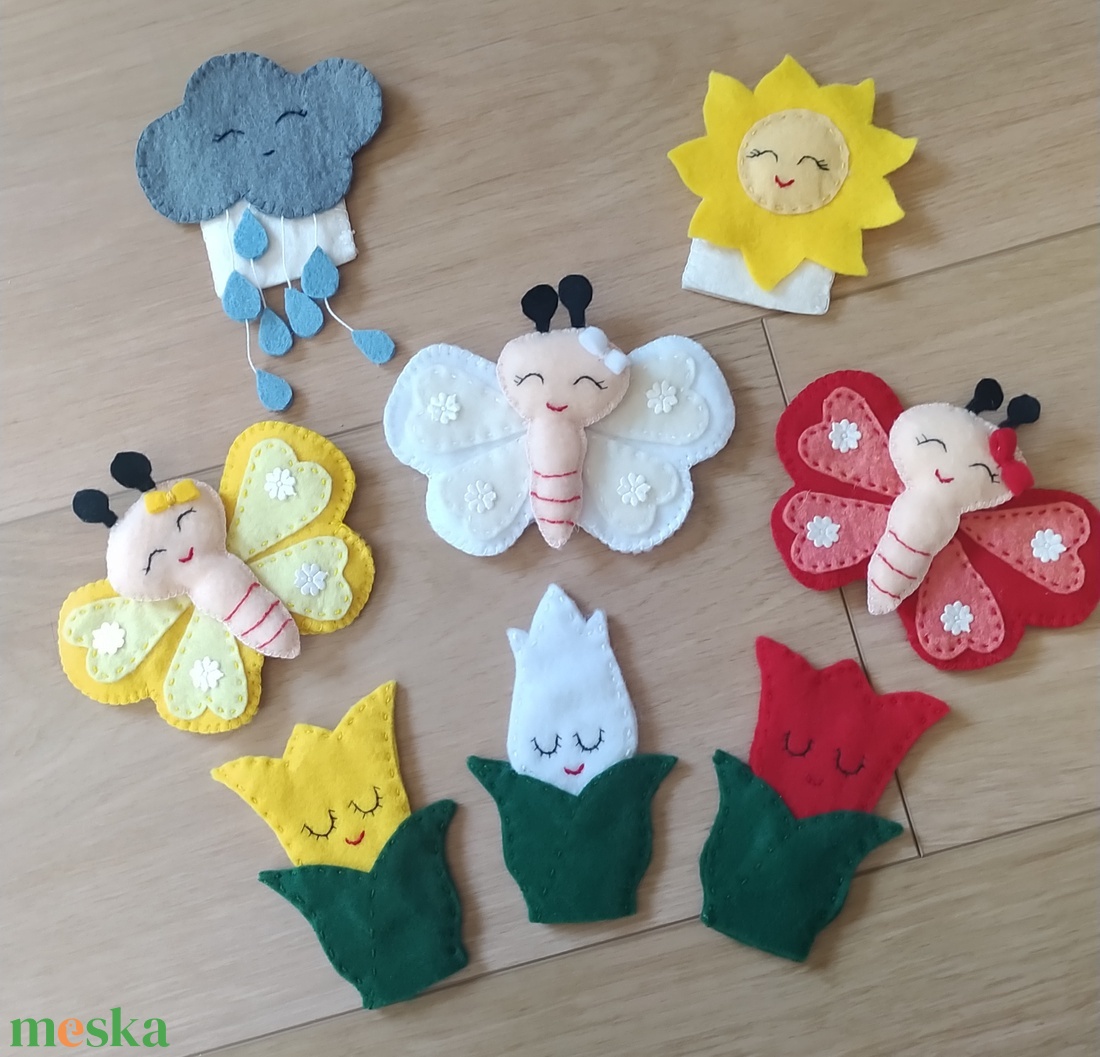 Három pillangó mese ujjbáb - játék & sport - bábok - kesztyűbáb - Meska.hu