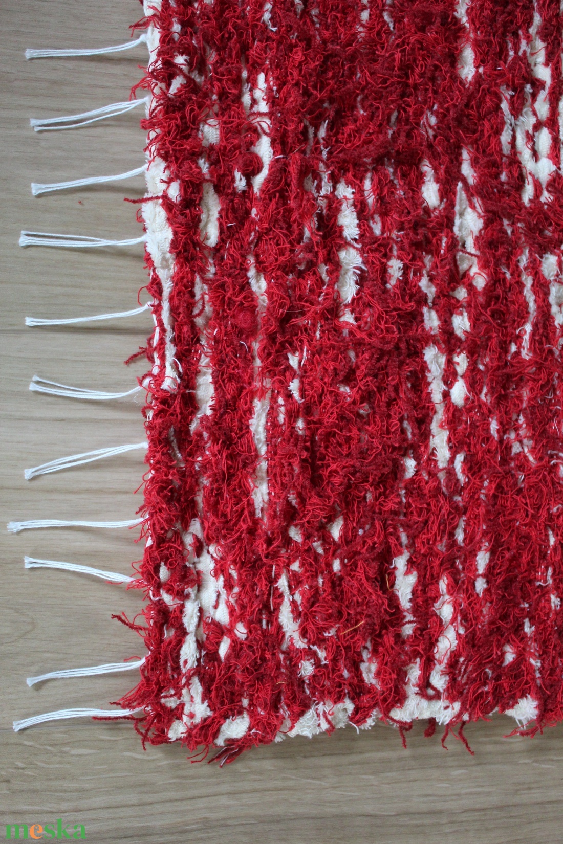 Natúr-piros modern rongyszőnyeg NSZ-01 - otthon & életmód - lakástextil - szőnyeg - szövött szőnyeg - Meska.hu