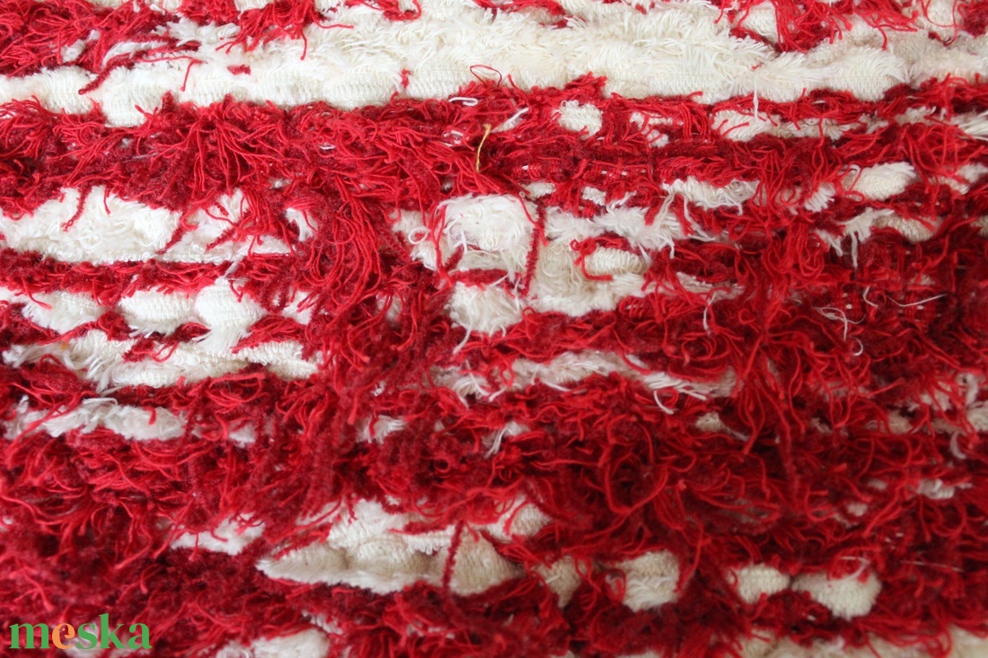 Natúr-piros modern rongyszőnyeg NSZ-01 - otthon & életmód - lakástextil - szőnyeg - szövött szőnyeg - Meska.hu