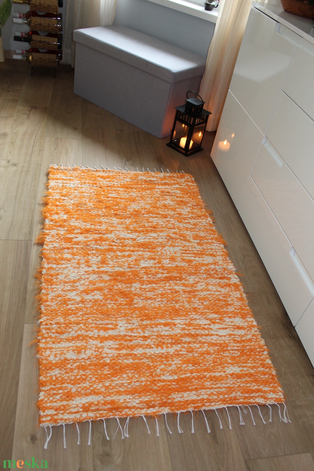 Natúr-narancssárga modern rongyszőnyeg NSZ-05 - otthon & életmód - lakástextil - szőnyeg - szövött szőnyeg - Meska.hu
