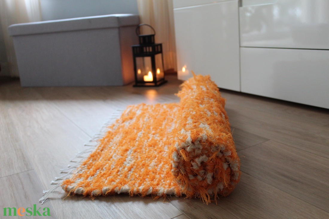 Natúr-narancssárga modern rongyszőnyeg NSZ-05 - otthon & életmód - lakástextil - szőnyeg - szövött szőnyeg - Meska.hu