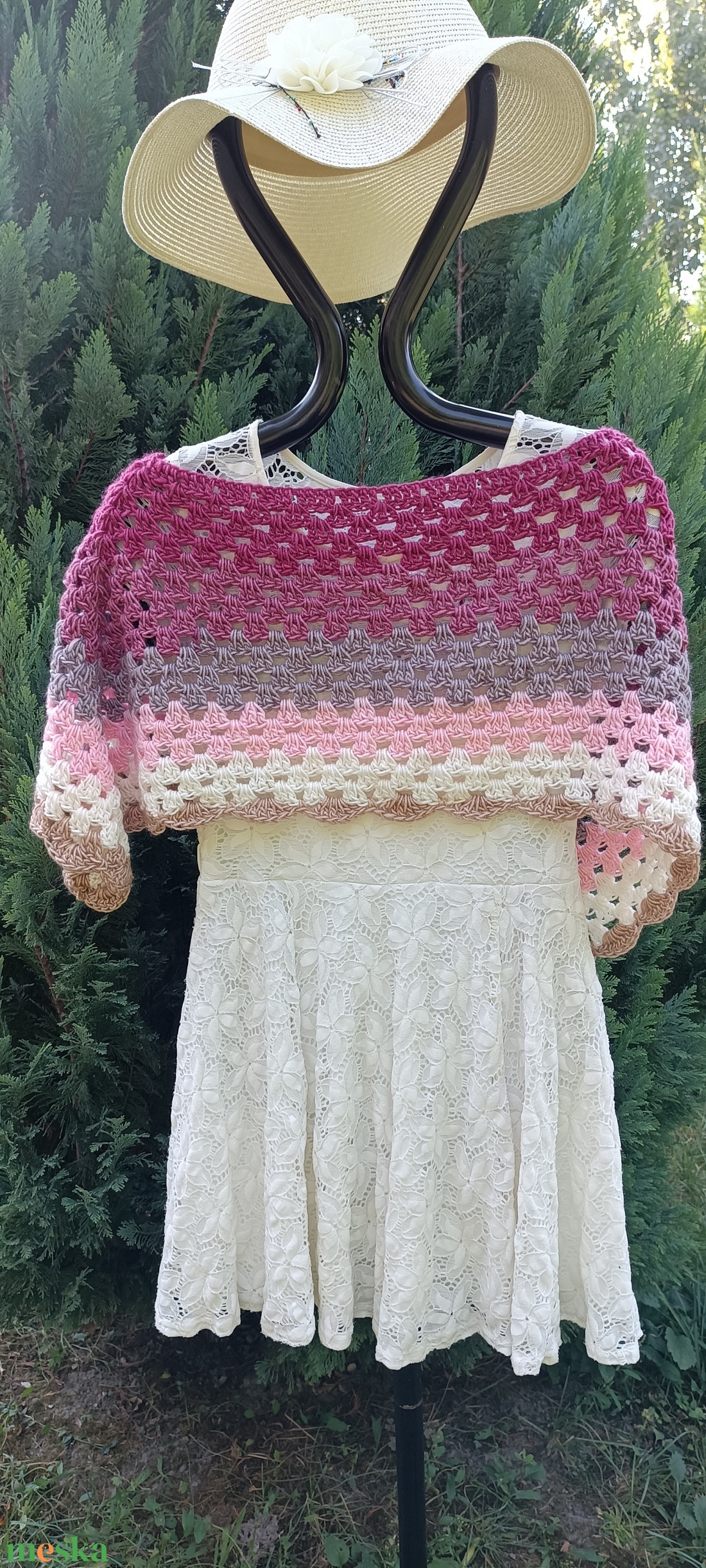 Mályva pelerin, poncsó - ruha & divat - sál, sapka, kendő - kendő - Meska.hu