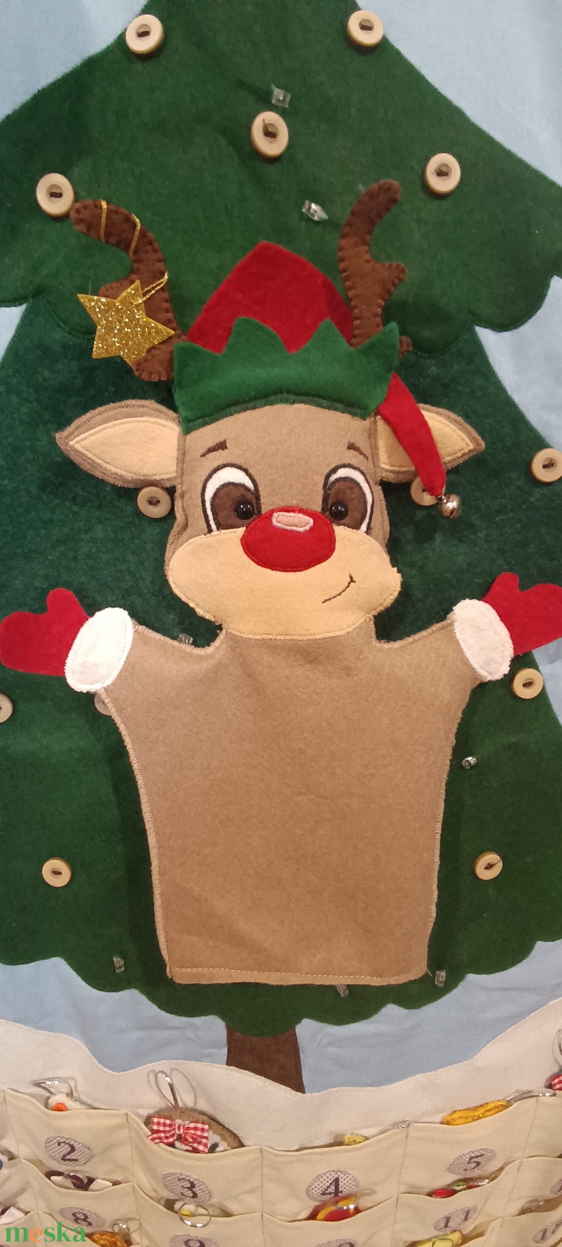 A Mikulás rénszarvasa Kesztyű báb - játék & sport - bábok - kesztyűbáb - Meska.hu