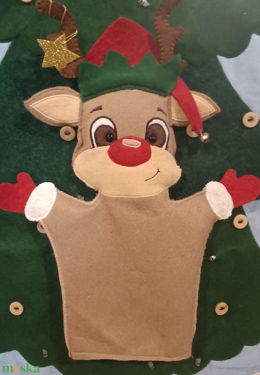 A Mikulás rénszarvasa Kesztyű báb - játék & sport - bábok - kesztyűbáb - Meska.hu