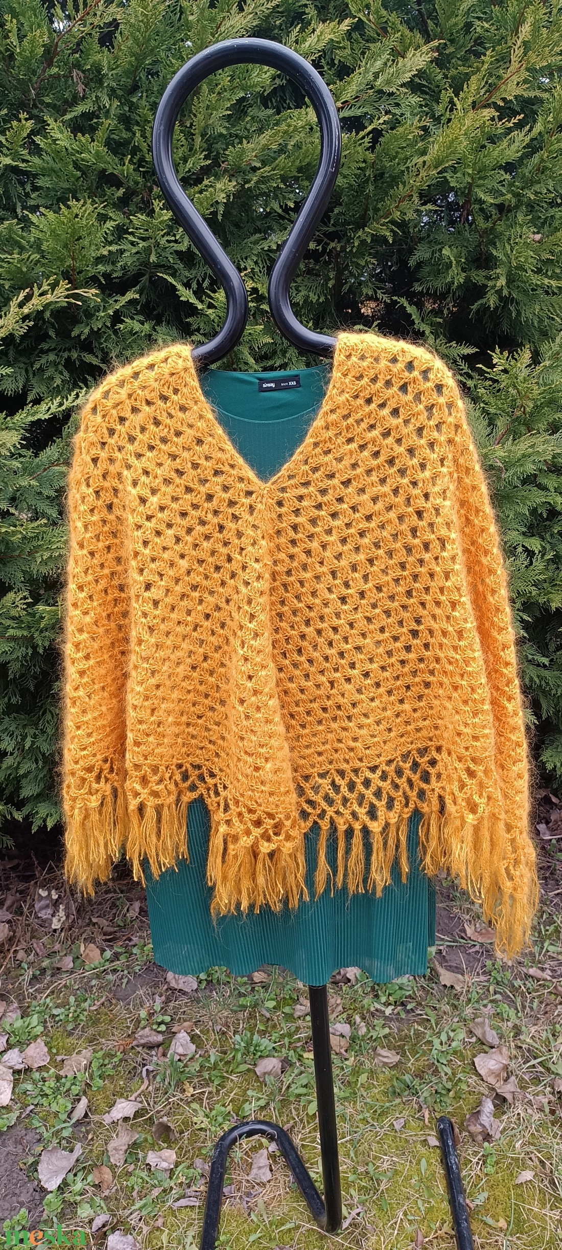 Sárga pelerin, poncsó - esküvő - kiegészítők - bolero és válltakaró - Meska.hu