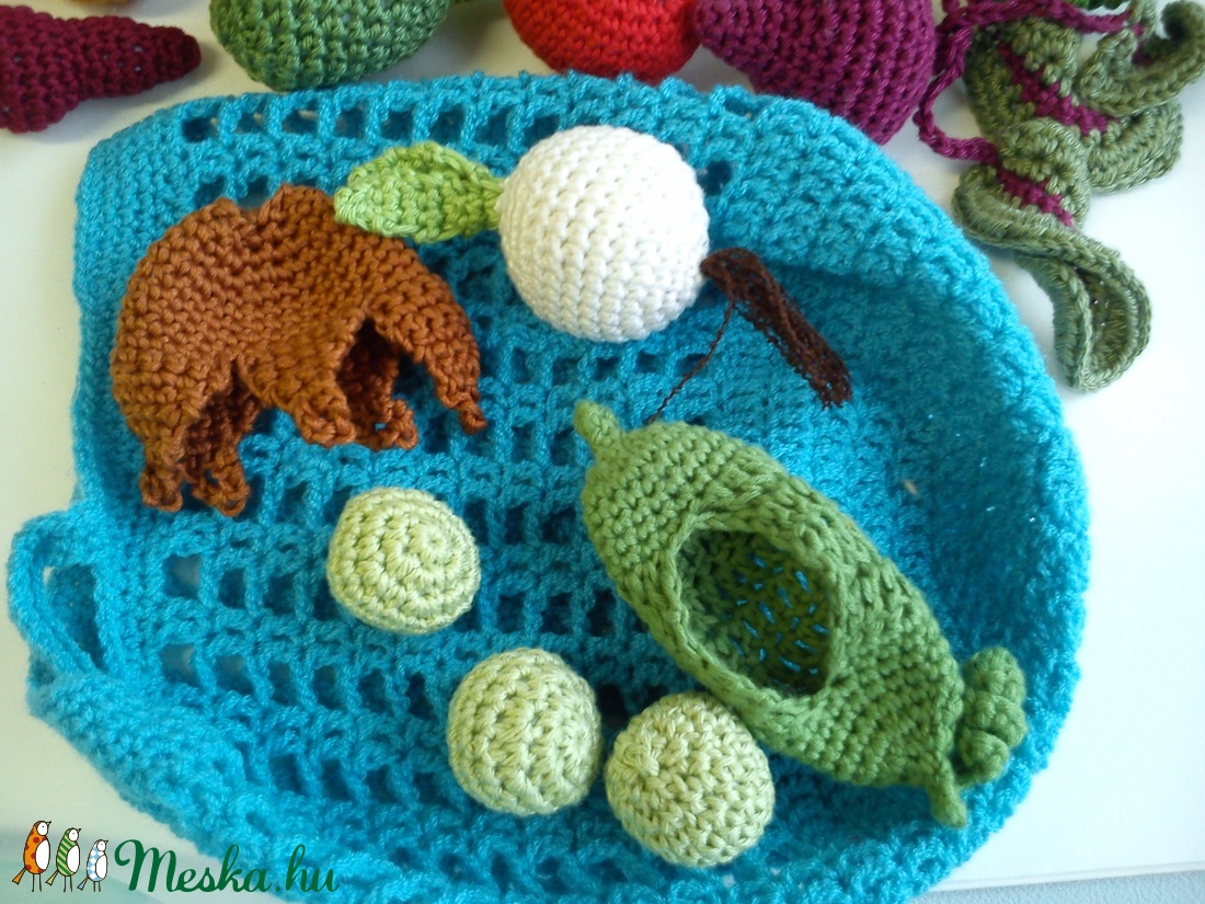 Horgolt zöldségek bevásárlótáskában 2. -  - Meska.hu