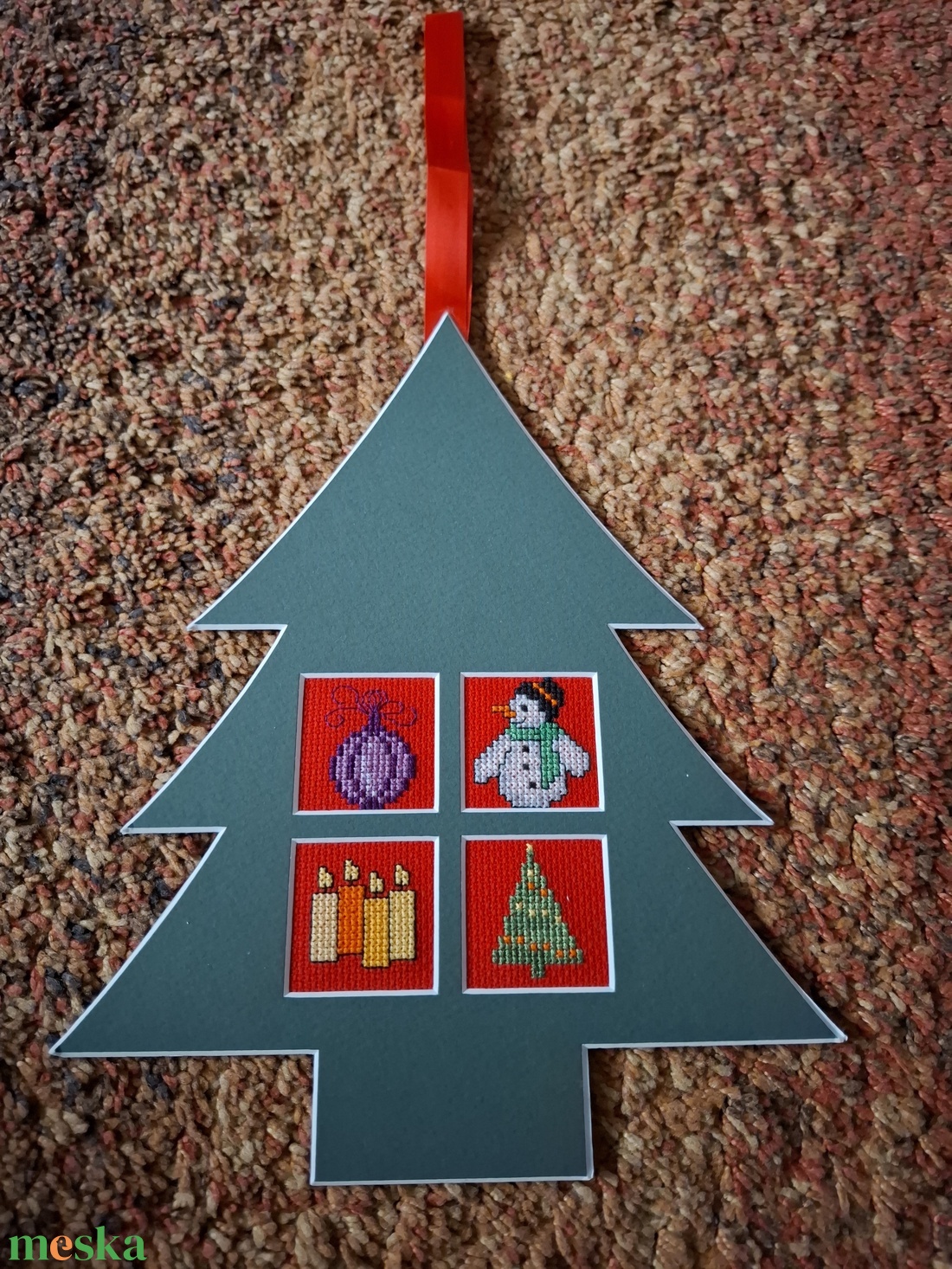 Keresztszemes karácsonyi dísz.  - karácsony - adventi díszek - adventi ajtódísz - Meska.hu Keresztszemes karácsonyi dísz.  - karácsony - adventi díszek - adventi ajtódísz - Meska.hu