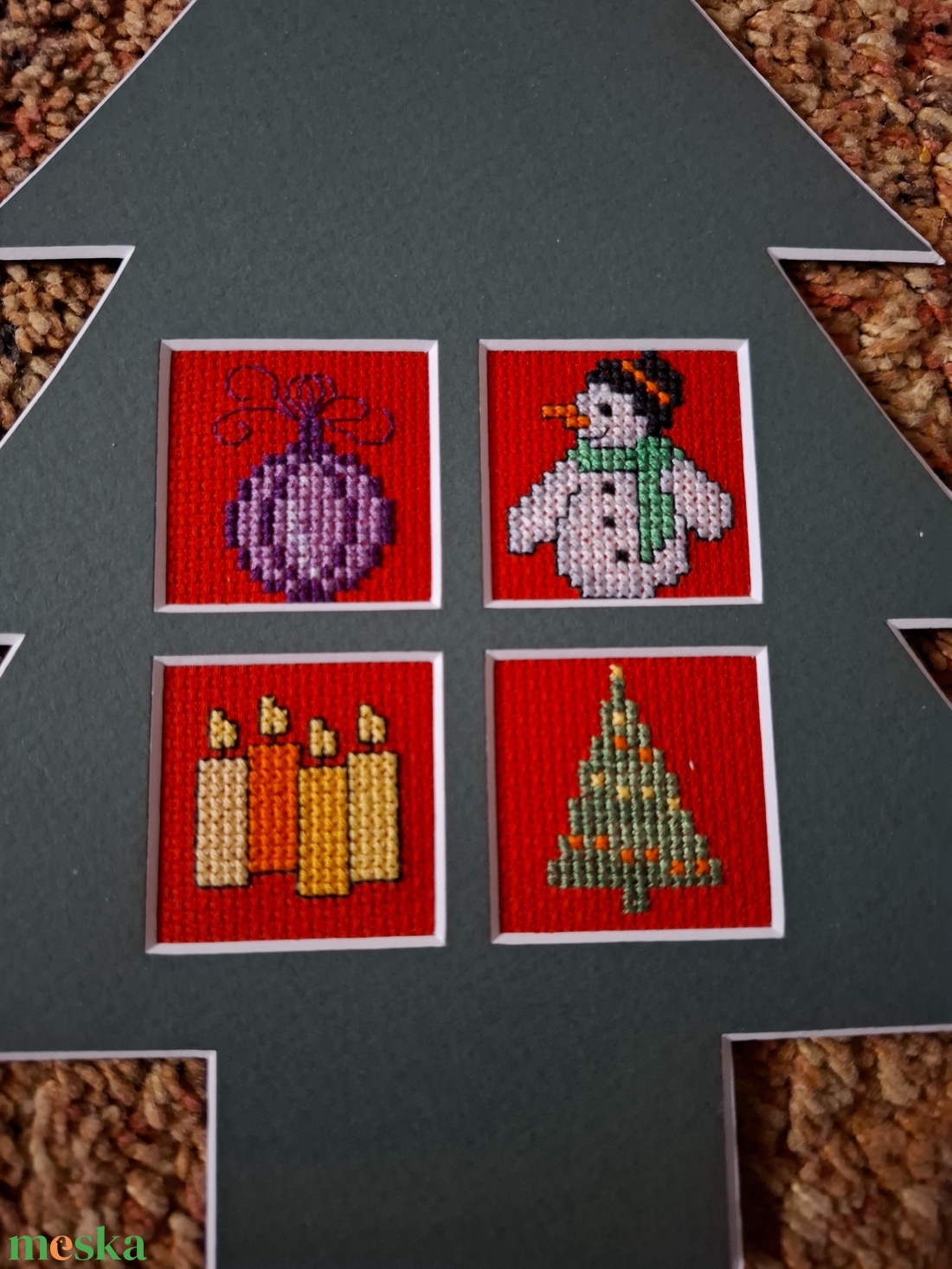 Keresztszemes karácsonyi dísz.  - karácsony - adventi díszek - adventi ajtódísz - Meska.hu Keresztszemes karácsonyi dísz.  - karácsony - adventi díszek - adventi ajtódísz - Meska.hu