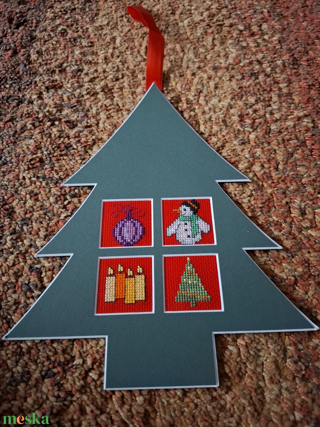 Keresztszemes karácsonyi dísz.  - karácsony - adventi díszek - adventi ajtódísz - Meska.hu Keresztszemes karácsonyi dísz.  - karácsony - adventi díszek - adventi ajtódísz - Meska.hu