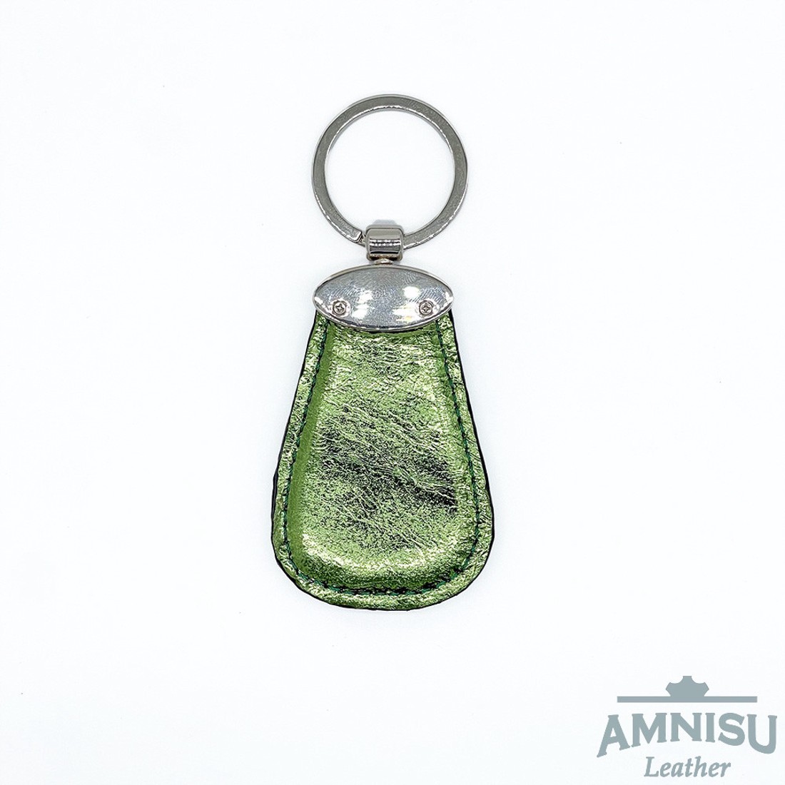 Metál zöld csepp alakú swarovski köves bőr kulcstartó H7008OK - táska & tok - kulcstartó & táskadísz - kulcstartó - Meska.hu