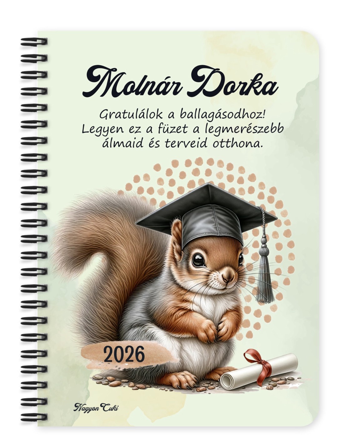 Személyre szabható - 2026 Ballagás - Mókus mintás A5-ös füzet - otthon & életmód - papír, írószer - jegyzetfüzet & napló - Meska.hu