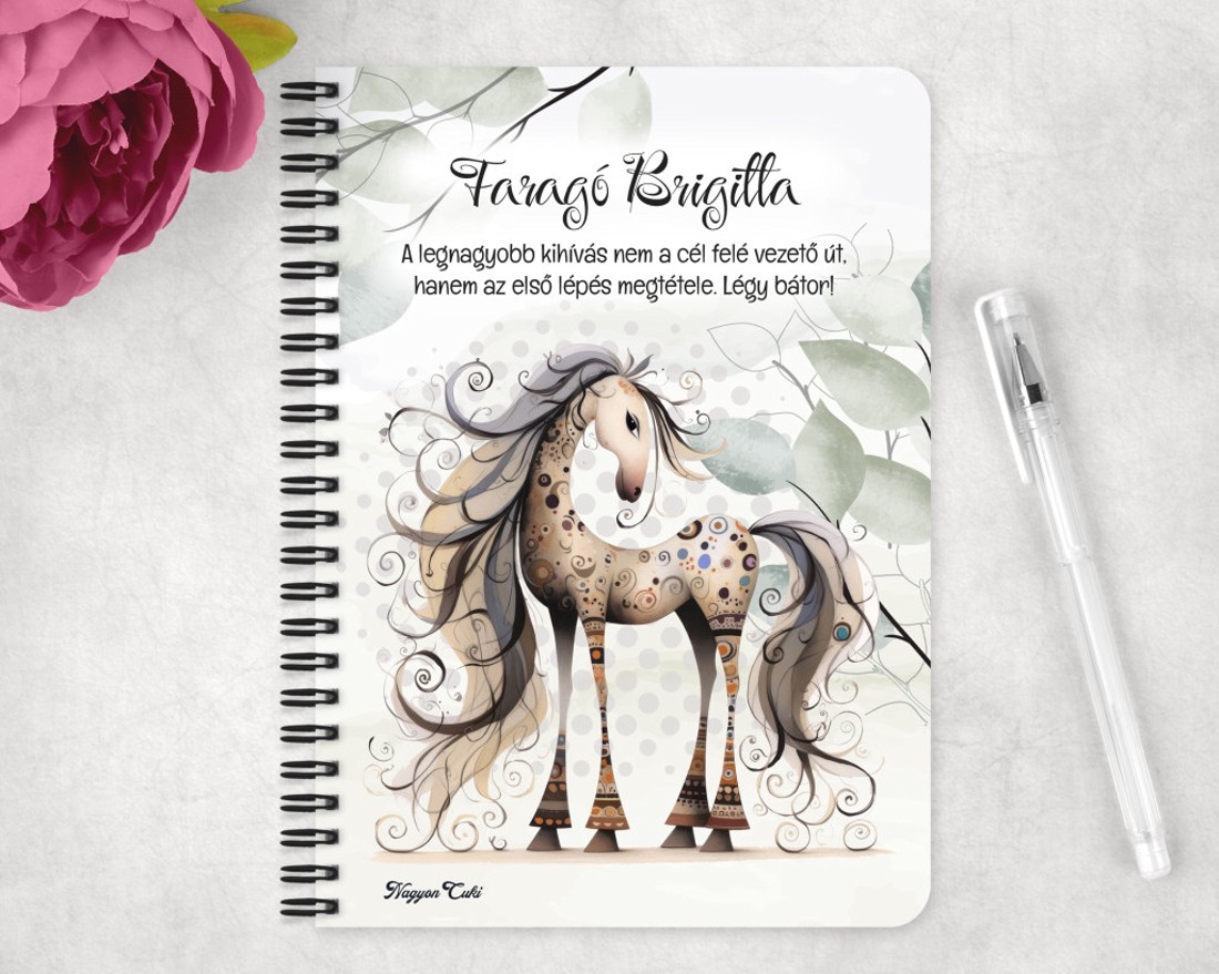 Személyre szabható - Szép szemű furi lovas mintás A6-os füzet - otthon & életmód - papír, írószer - jegyzetfüzet & napló - Meska.hu