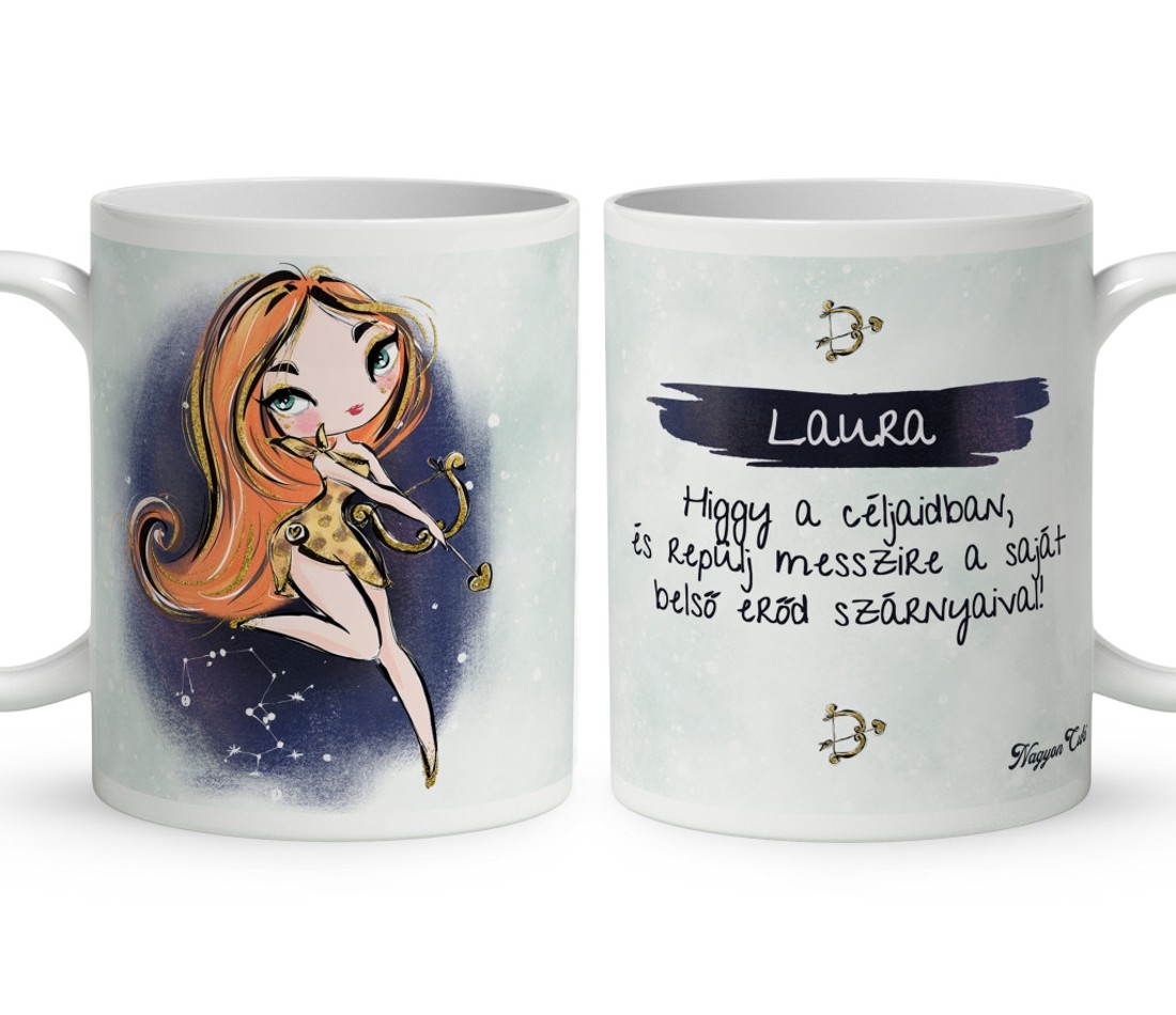 Személyre szabható - Vörös hajú Csini Nyilas lány mintás bögre - otthon & életmód - konyhafelszerelés, tálalás - tálalás - bögre & csésze - Meska.hu