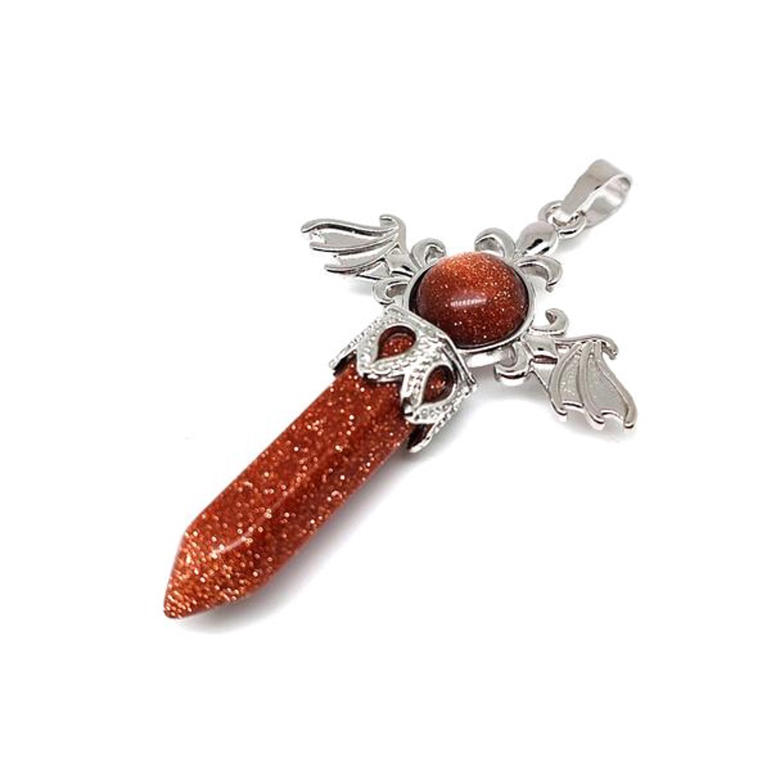 Csúcs medál fém szárny Goldstone vörös 4x5cm - ékszer - nyaklánc - medál - Meska.hu