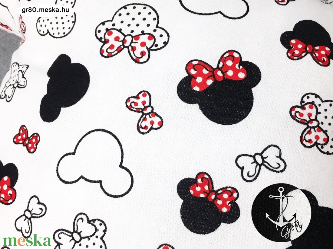 Minnie, Mickey egér fej formájú és mintás puha párna 100% ÖKO-pamutból - PIROS masnis - játék & sport - plüssállat & játékfigura - egér - Meska.hu