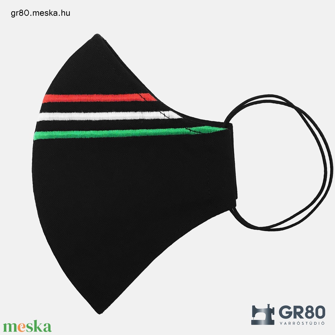 Női, magyar nemzeti hímzéses, fekete maszk. 3 rétegű, PP szűrős szájmaszk - ruha & divat - maszk, arcmaszk - női - Meska.hu