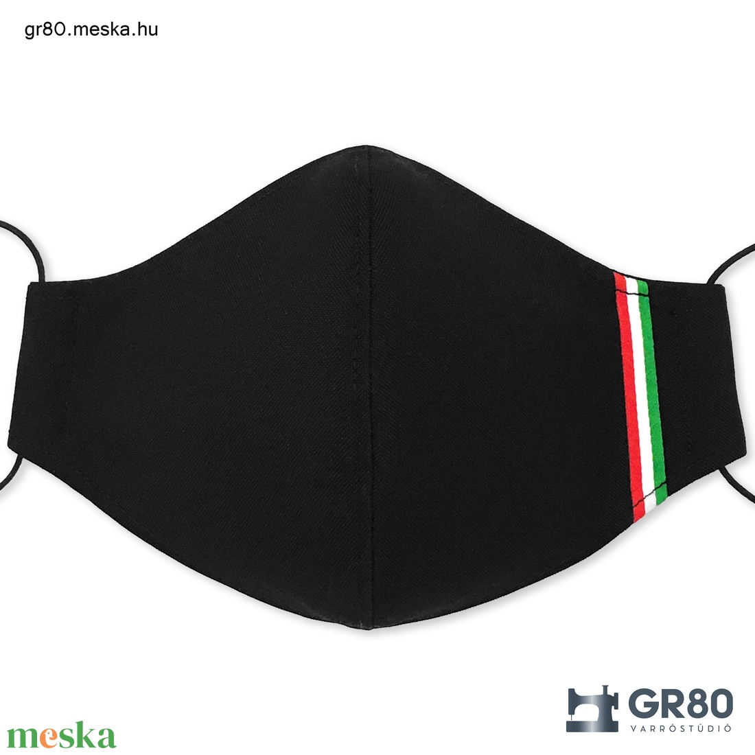 Férfi, magyar nemzeti szalagos, elegáns fekete maszk. 3 rétegű, PP szűrős szájmaszk, prémium minőségű szalaggal - ruha & divat - maszk, arcmaszk - férfi & uniszex - Meska.hu