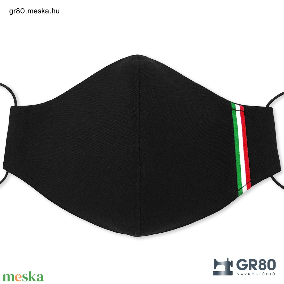 Férfi, olasz nemzeti szalagos, elegáns fekete maszk. 3 rétegű, PP szűrős szájmaszk, prémium minőségű szalaggal - maszk, arcmaszk - férfi & uniszex - Meska.hu