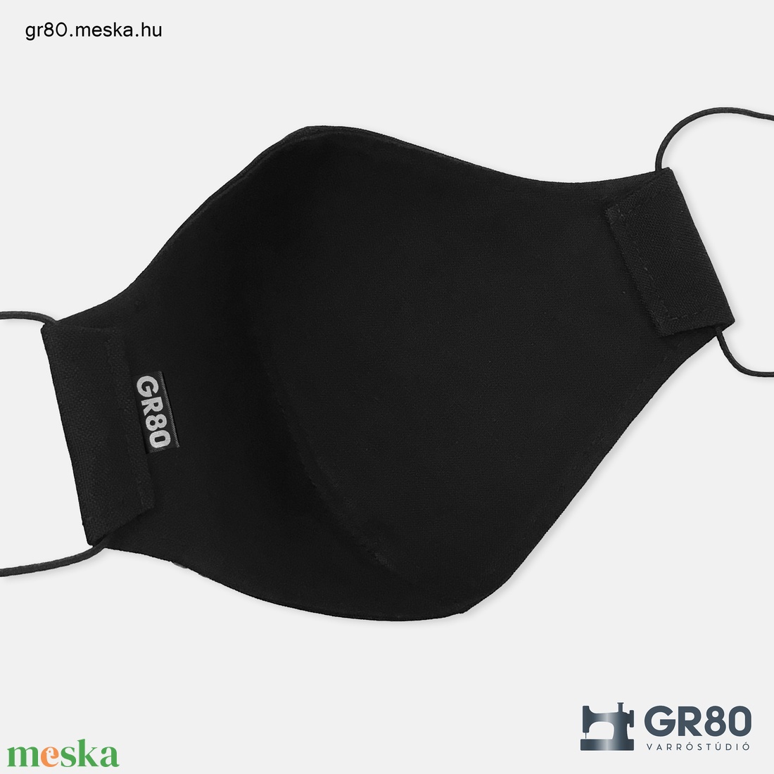 Magyar nemzeti szalagos, elegáns fekete arcmaszk - ruha & divat - maszk, arcmaszk - szűrőbetétes - Meska.hu