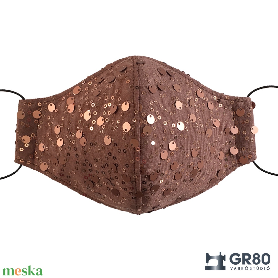 Flitteres, női maszk 3 és 4 rétegű változatban. Különleges és elegáns! Csillogó, bronz szájmaszk - ruha & divat - maszk, arcmaszk - női - Meska.hu