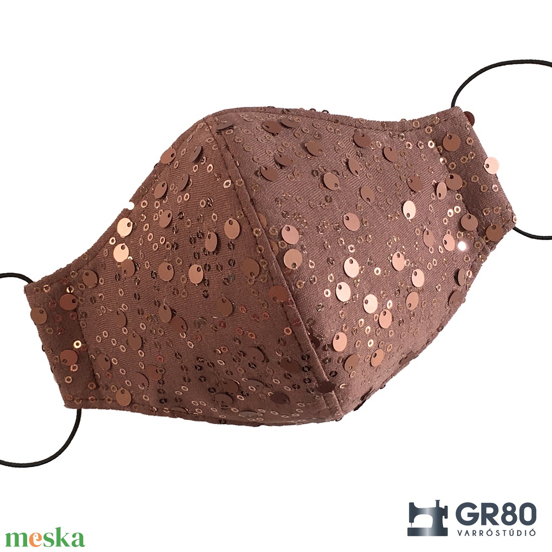 Flitteres, női maszk 3 és 4 rétegű változatban. Különleges és elegáns! Csillogó, bronz szájmaszk - ruha & divat - maszk, arcmaszk - női - Meska.hu
