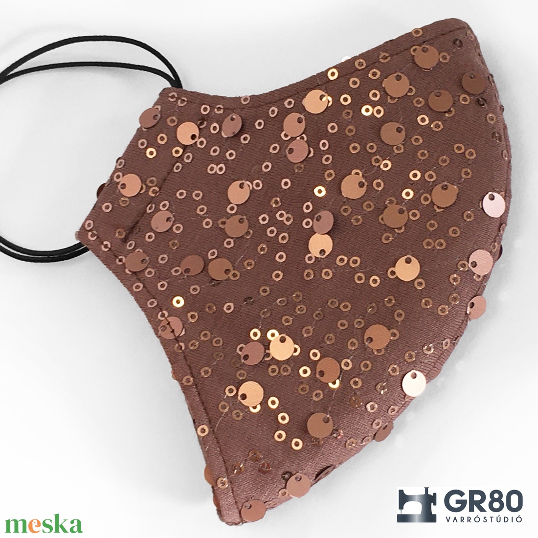 Flitteres, női maszk 3 és 4 rétegű változatban. Különleges és elegáns! Csillogó, bronz szájmaszk - ruha & divat - maszk, arcmaszk - női - Meska.hu